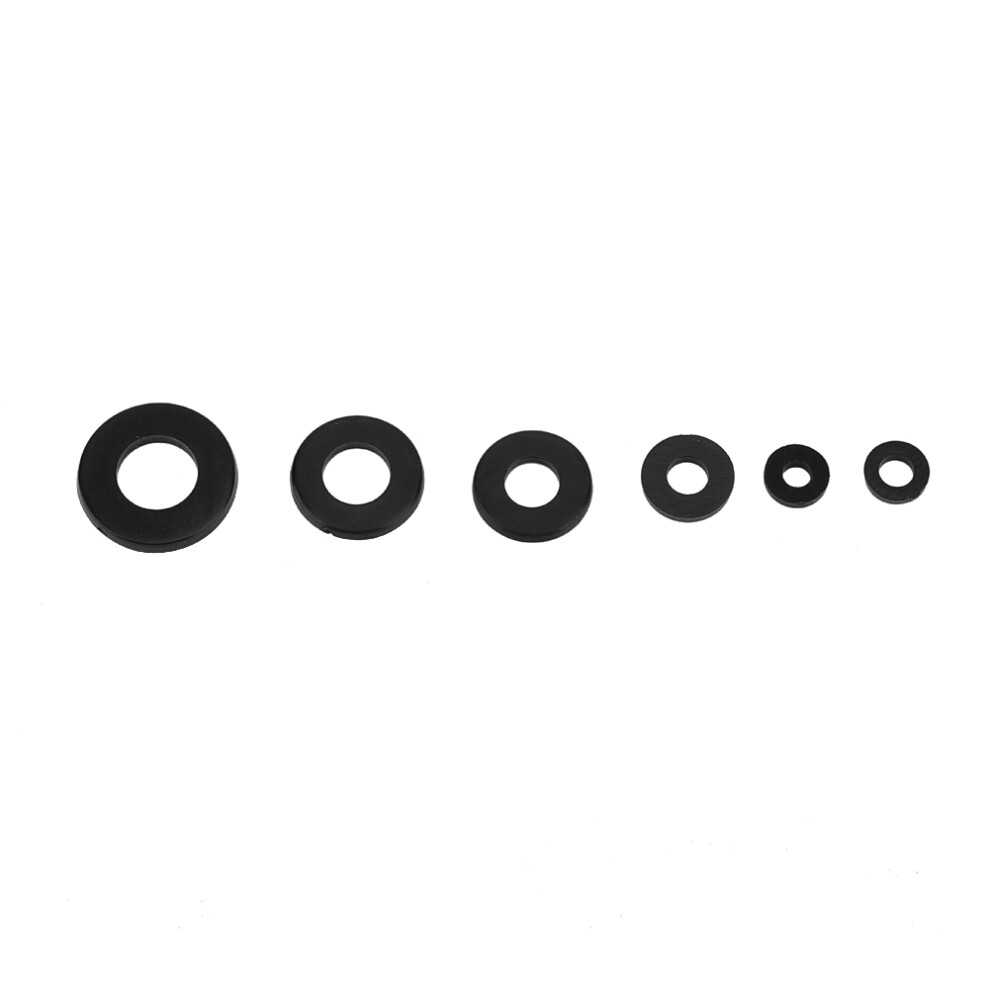 500Pcs M2-M6 Nylon Flat Washer Gasket Plain Washers Assortment Kit With Box (Black) 5011324040417