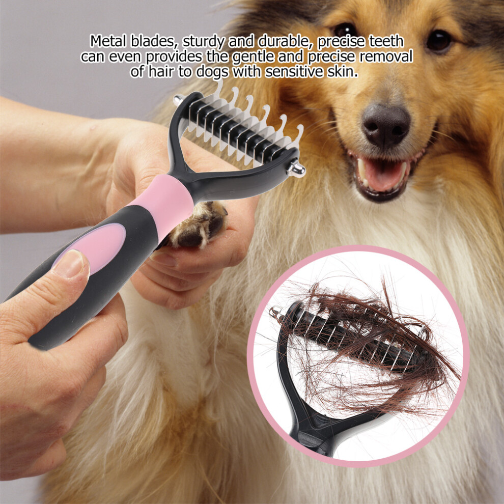 Pet 2 Sided Professional Knot Comb Brush Dog Cleaning Hair Removal Combs Grooming Tool(Pink)