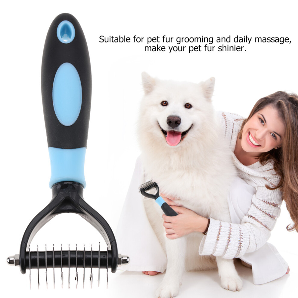 Pet 2 Sided Professional Knot Comb Brush Dog Cleaning Hair Removal Combs Grooming Tool(Blue)