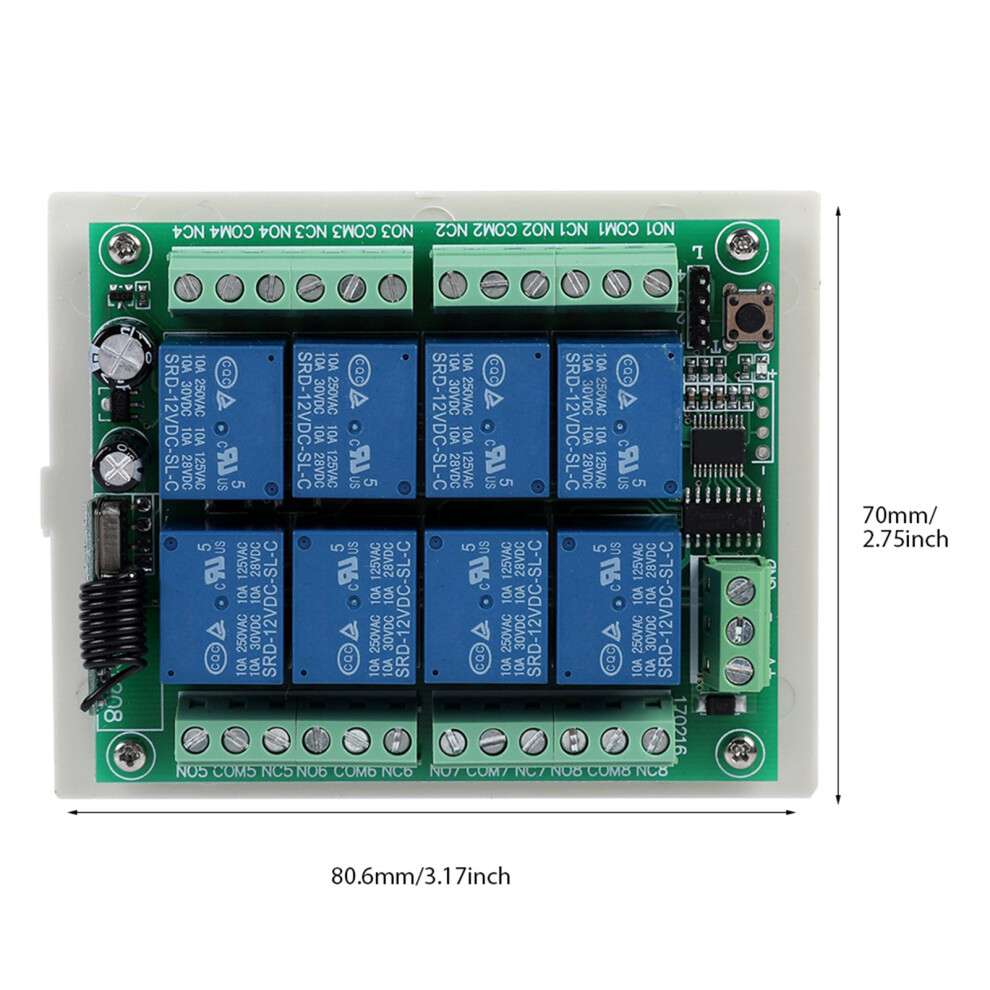 Multifunction 8Way Learning Remote Control Switch Wireless Relay Switch Receiver Replacement 4611324044456