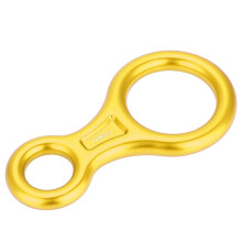 35KN Figure 8 Word Rope Descender Rappel Ring Rock Climbing Rescue Gear (Gold)