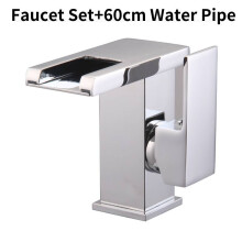 (Silver) Rgb Bathroom Led Sink Mixer Tap Temperature Sense Waterfall Change Color Faucet