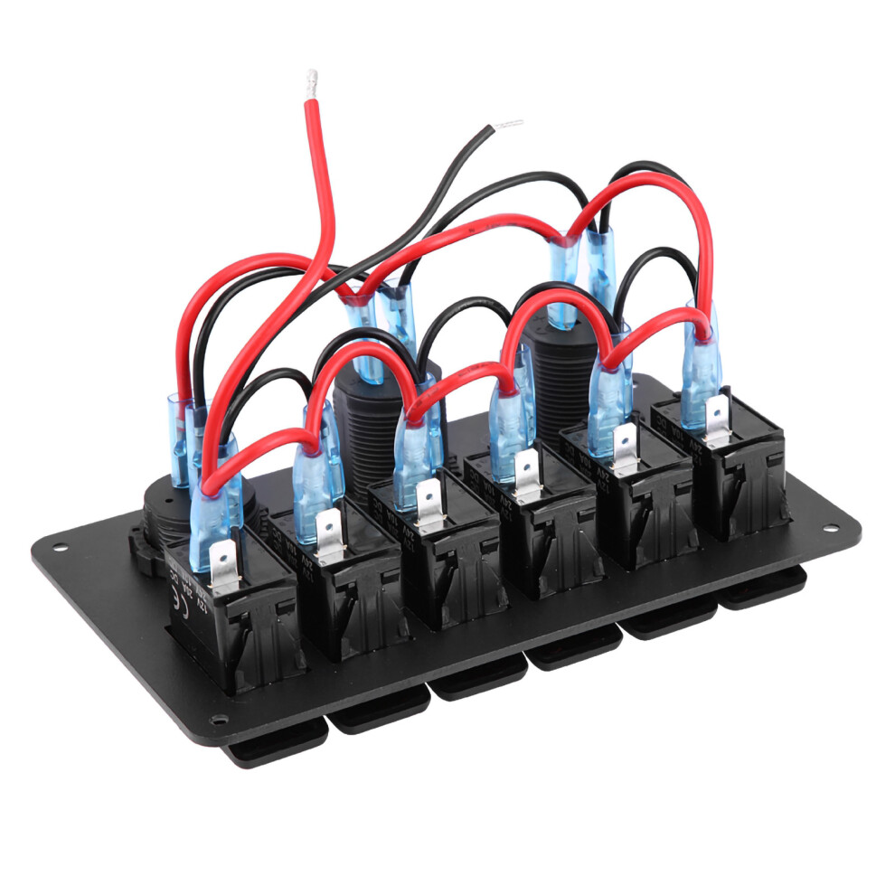 12V 24V 6 Gang Car Boat Marine Led Rocker Switch Panel Dual Usb Voltmeter Cigarette Lighter Red 4311324048231