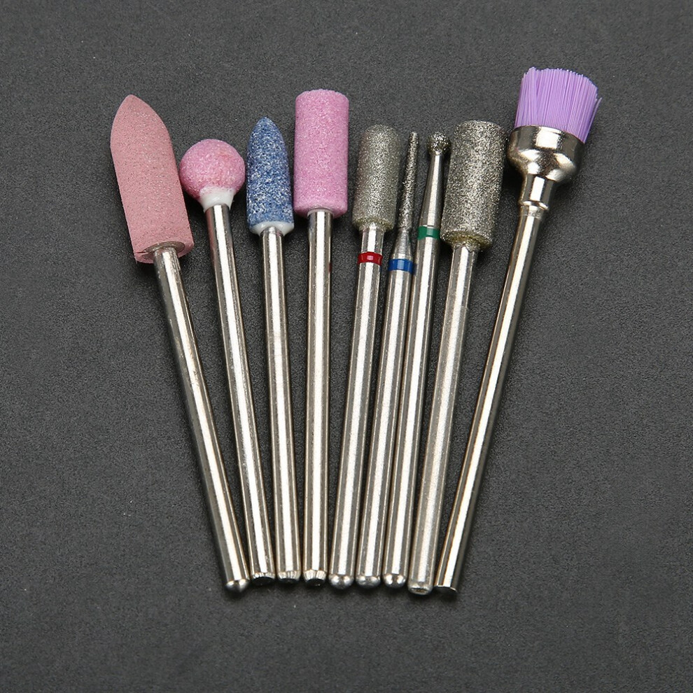 9Pcs Emery Nail Drill Bits Set Polishing Tools Grinding Head for Manicure Drills Machine
