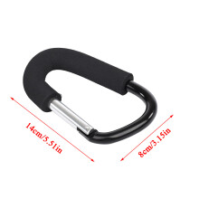 Schwarze Baby-Kinderwagen-Clip-Carabiner, 14x8cm, Tragkraft 3kg