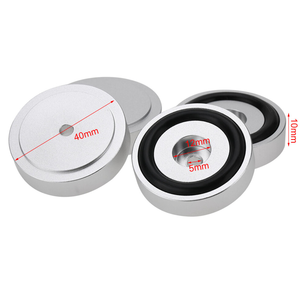 4Pcs 40*10Mm Aluminium Alloy Amplifier Pad Anodizing Sand Blasting Amplifier Pads Feet - Silver 4391324053961