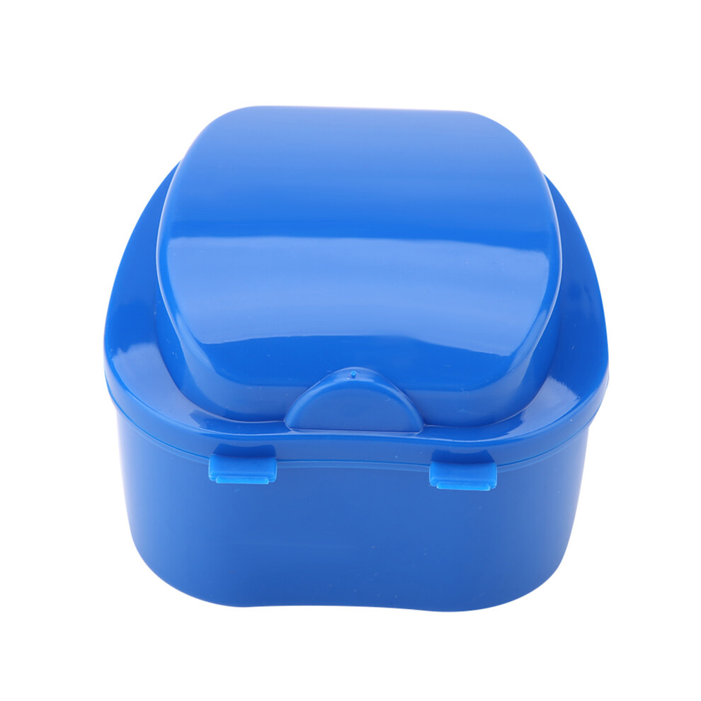 Dark/Blue Denture False Teeth Storage Box Case With Filter Screen Dental Appliance