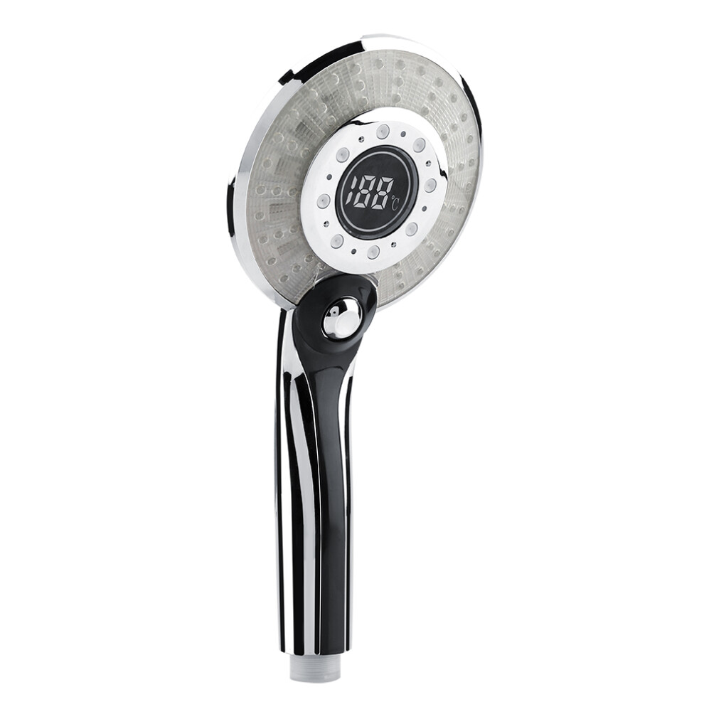 3 Spraying Mode Digital Display Handheld Shower Head With 3-Color Temperature Control Led Light 8491324056248