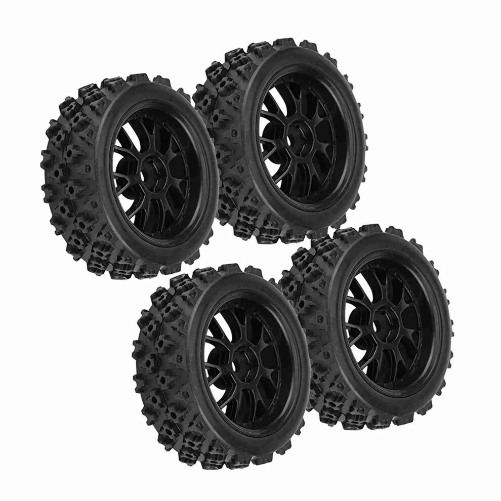 4Pcs Set Racing Off Road Vehicle Tires Rubber Tyre Wheel Rim For Rc 1:10 Car Part (Black) Black 9381324057798