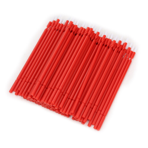 100 Stück Rote Zahn-Mikro-Applikatorbürsten, flexibel, 10 cm