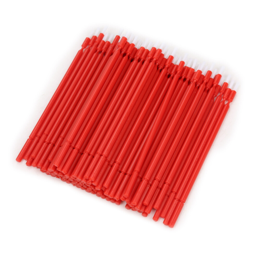 Red 100 Pcs Dental Disposable Micro Applicator Brush Bendable Sticks (Red)