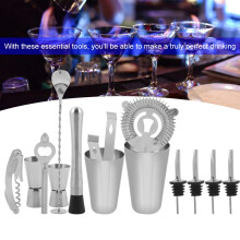 14pcs Stainless Steel Cocktail Shaker Mixer Drinker Drinking Tool Bar Gift (600、450ml)