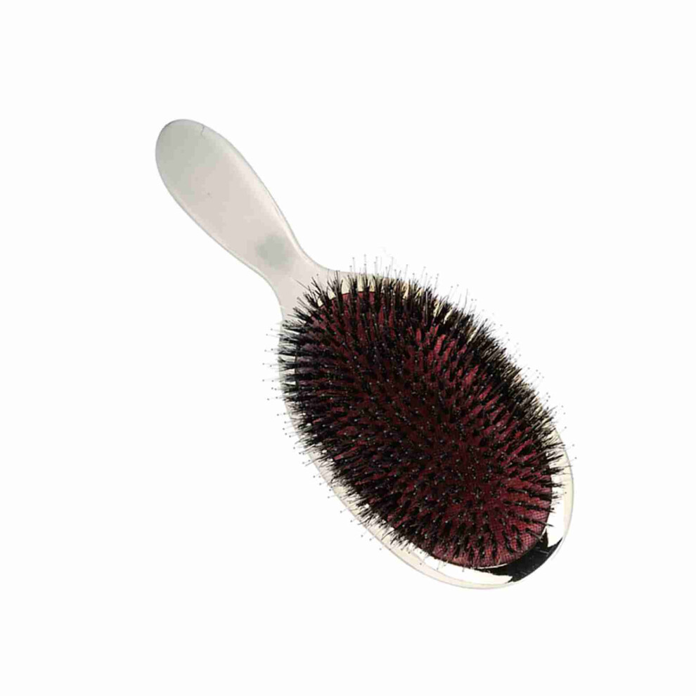 2 Colors Oval Nylon Bristle Hair Massage Comb Anti Static Scalp Hair Brush Silver