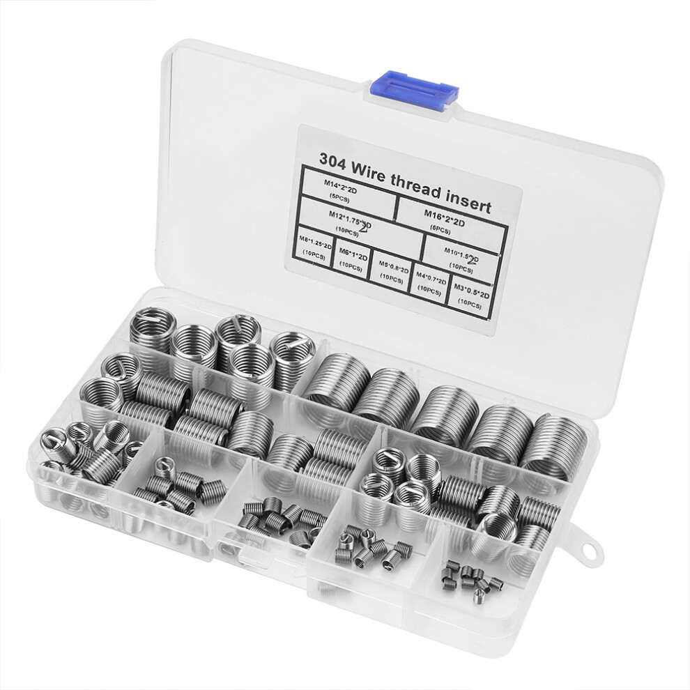 80Pcs M3-M14 Stainless Steel Ss304 Coiled Wire Helical Screw Thread Inserts 9441324066296