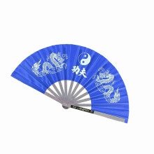 Stainless Steel Tai Chi Martial Arts Kung Fu Dance Practice Training Performance Fan Blue