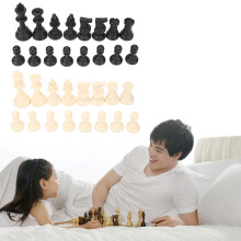 Plastic International Schachfiguren Set 32 Stück Standard für Turniere Schwarz & Weiß