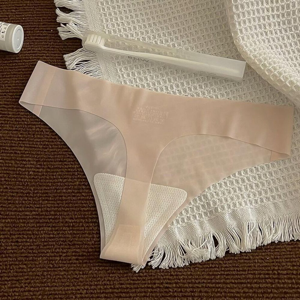 (pink, M) Women's Mask Thong Ice Silk Seamless G-string Ultra-thin High Elastic Women's Underwear M-xl