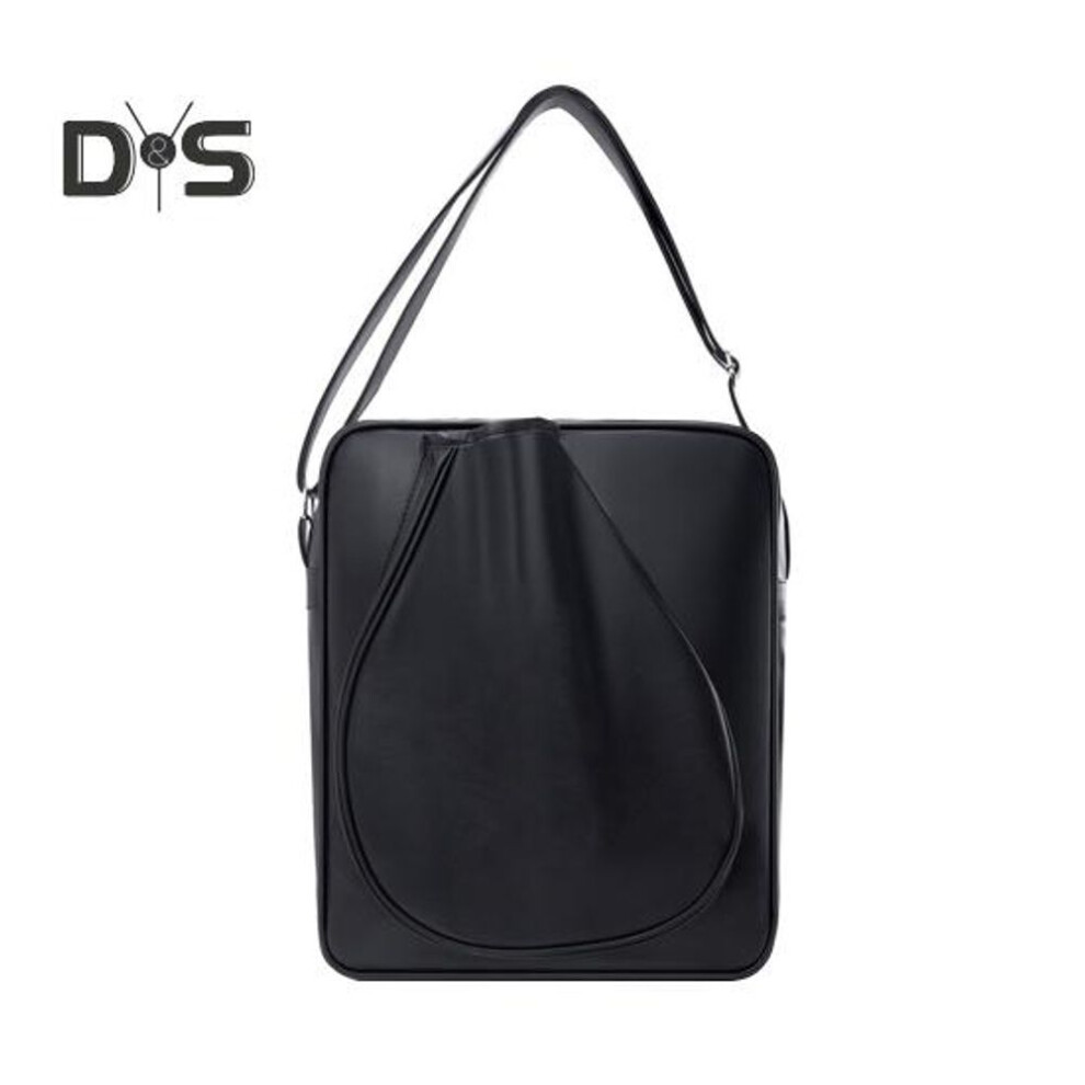 (black) Tennis Bag Tennis Sling Crossbody Bag Large Capacity Faux Leather Racket Bag For Badminton Pickleball Racquets