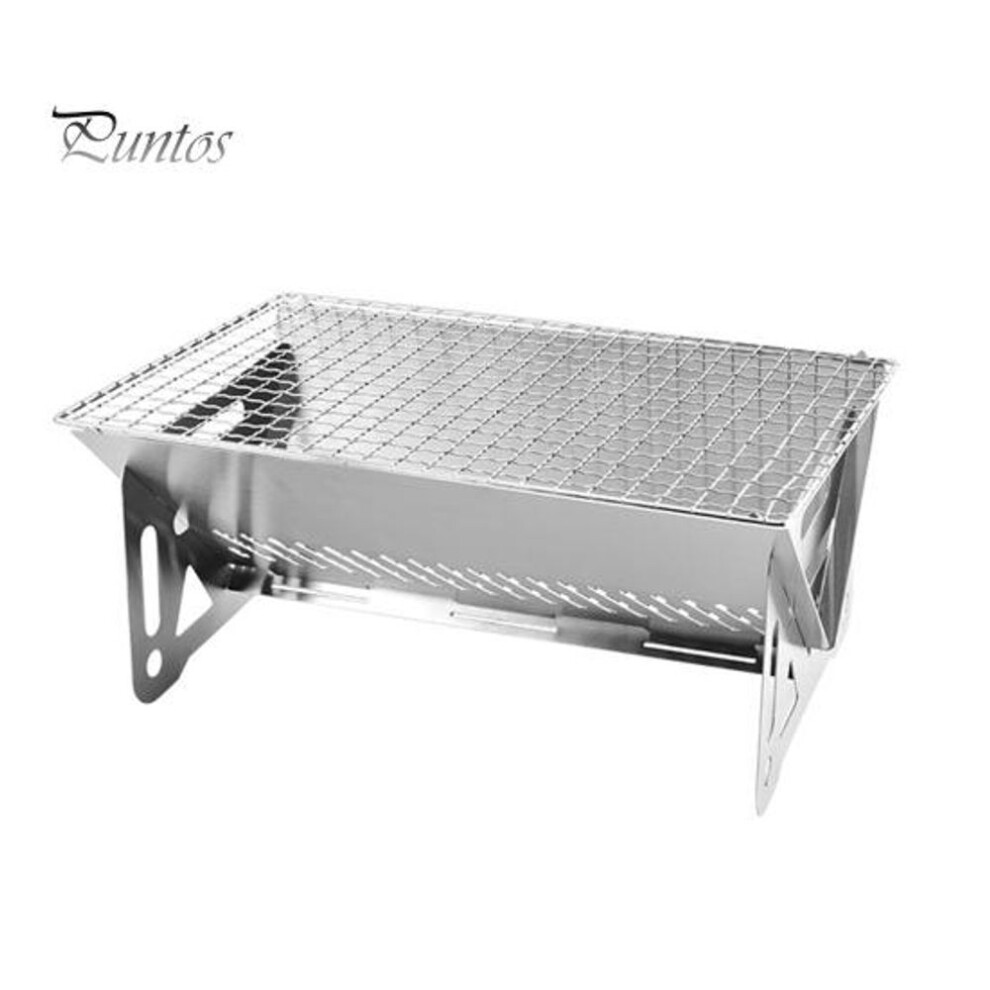 (as the picture, M) Portable Charcoal Grill Stainless Steel Bbq Stove For Outdoor Camping Picnic Hiking Folding Air Ventilation Design Grill Lightweight Barbecue Grill
