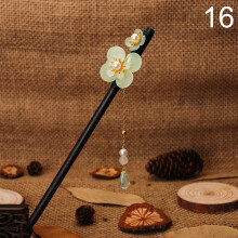 (16) 1pc Chinese Traditional Wooden Hairpins Tassel Pendant Hair Jewelry Hair Stick Hair Accessories