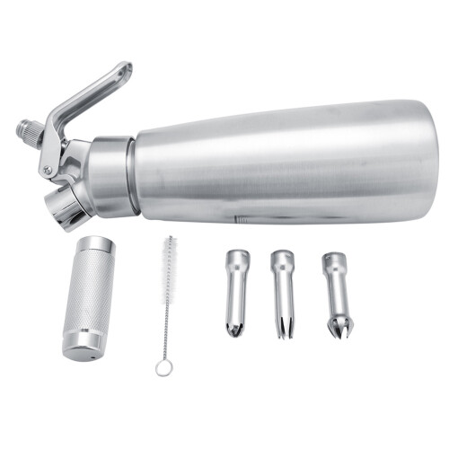 Stainless Steel Whipped Cream Dispenser Bundle With Three Nozzles 1000ml 1