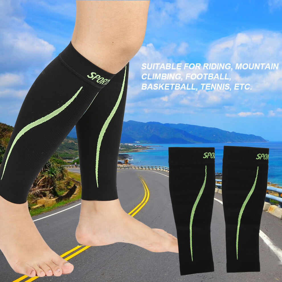 Black Sports Leg Calf Brace Sleeve Shin Support Compression Running Exercise L/Xl