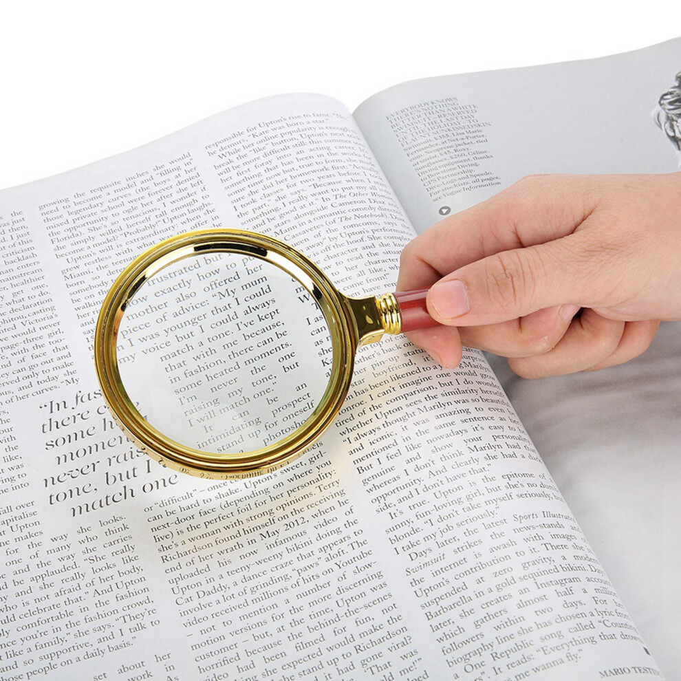 6X Magnifier Handheld Portable Loupe with Detachable Wooden Handle for Reading Jewelry Checking