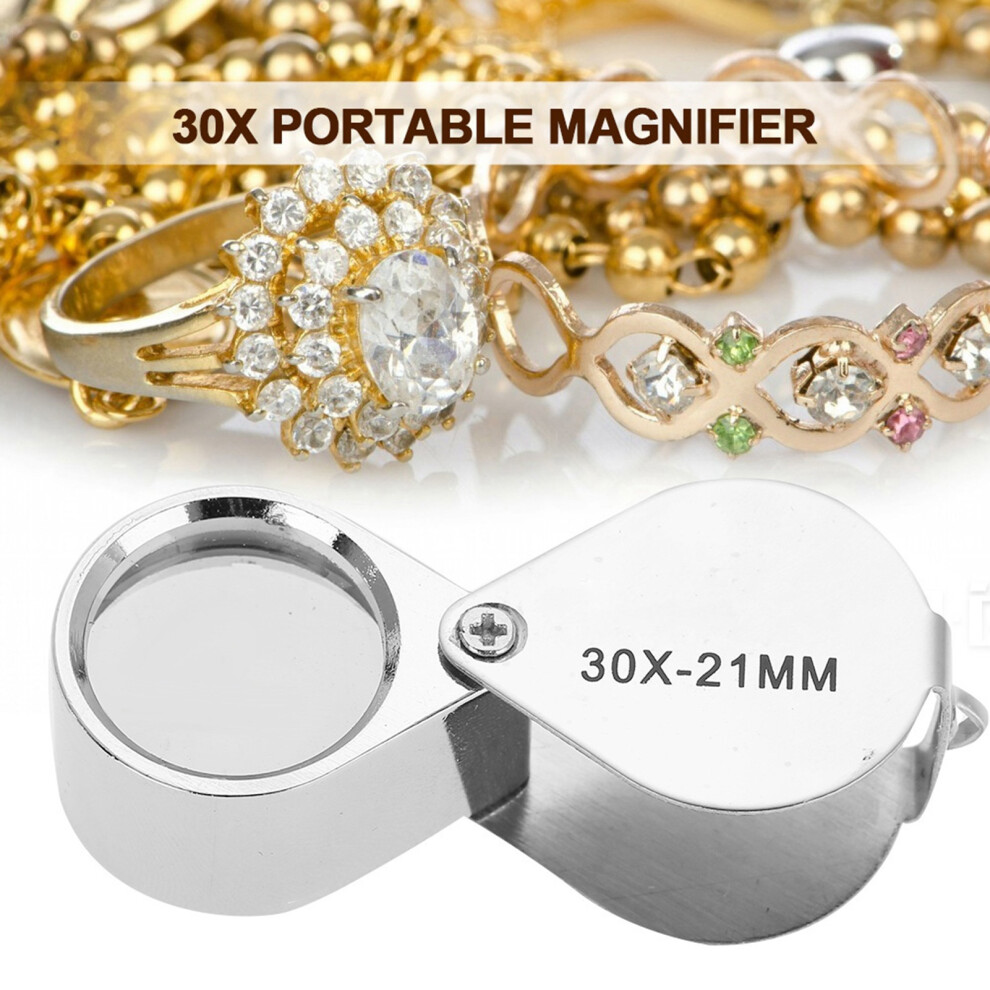 30X Portable Magnifier Folding Pocket Loupe with for Jewelry Checking Reading