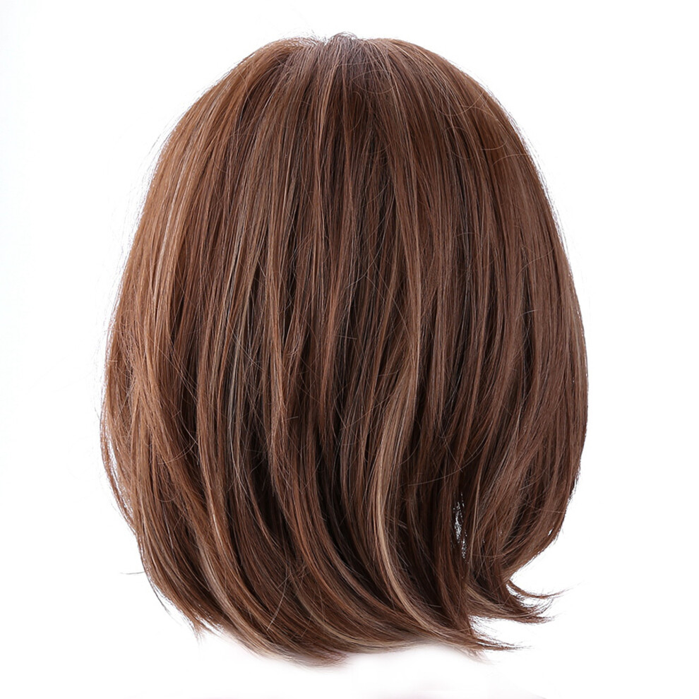 Unisex Brown Ss100 Women's Wig Short Straight Synthetic Hair Heat Resistant Cosplay Bingle Wig