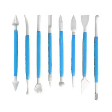 8pcs Cake Carved Group Fondant Cake Sugar Flower Sculpture Group Cake Decorating Pen Baking Diy Tools Mold Cak blue