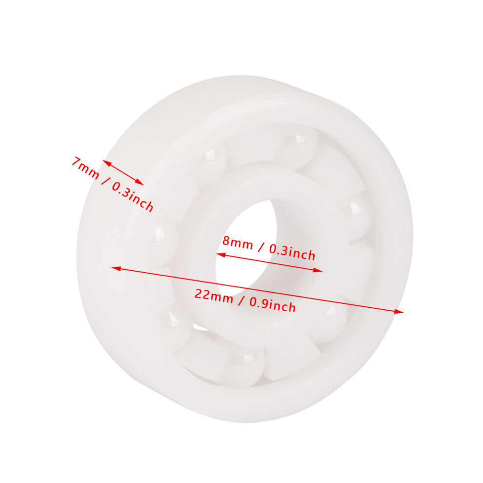 8Pcs Color Zro2 Full Ceramic Miniature 608 Ball Bearing 8X22x7mm White 8411324106255