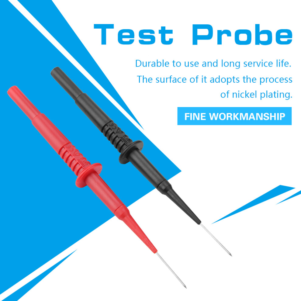 P5008 2Pcs Black Red Banana Plug Socket Insulated Multimeter Testing Probe Piercing Needles 4921324107380
