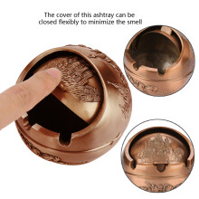 Runder Metallischer Reise-Zigarettenaschenbecher – Bronze, 7,5x7cm, Geschenkbereit