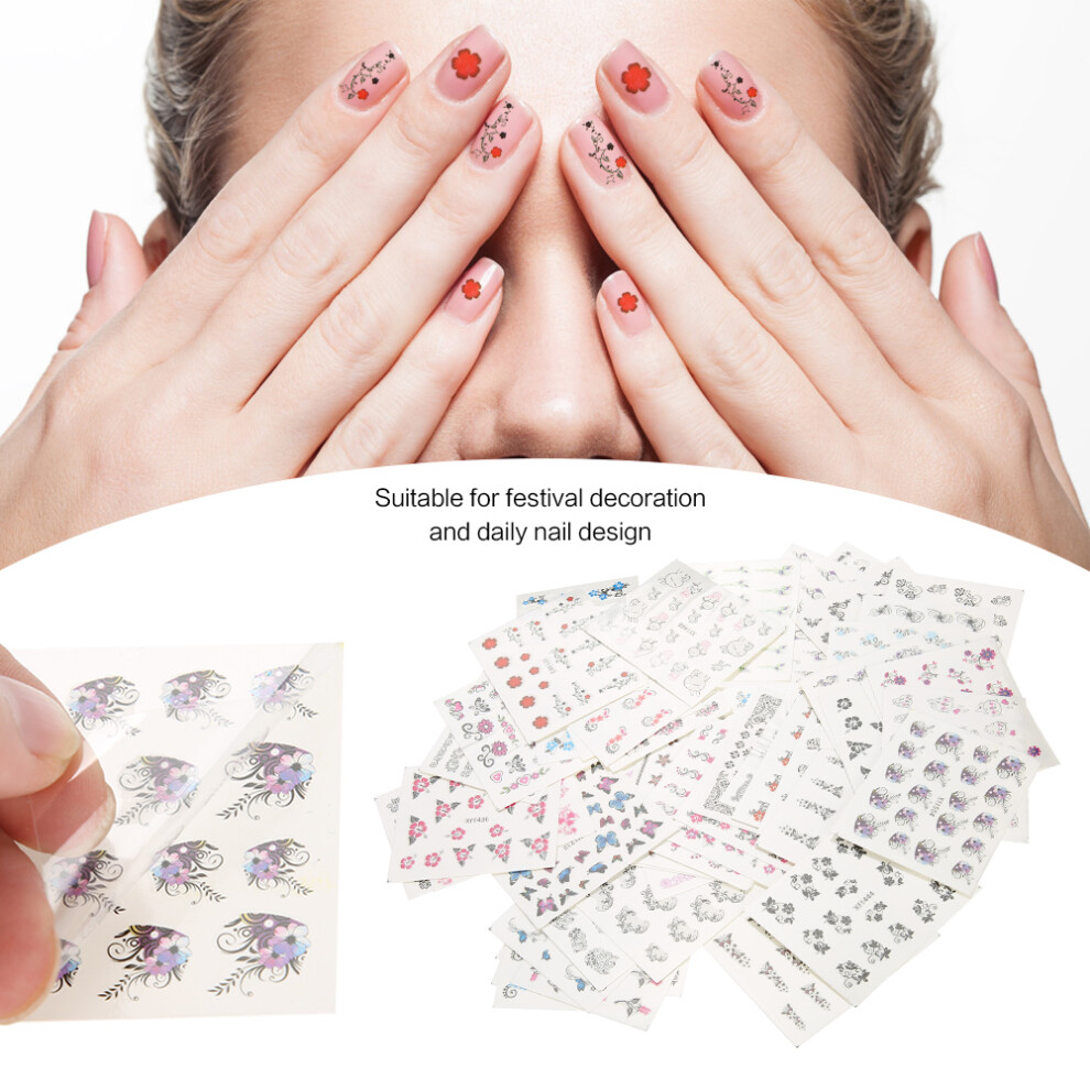 50 Sheets Mixed Flower Butterfly Cartoon Nail Art Water Transfer Sticker Nail DIY Decals (XF)