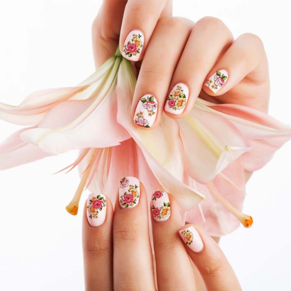 50 Sheets Mixed Flower Butterfly Cartoon Nail Art Water Transfer Sticker Nail DIY Decals (BLE)