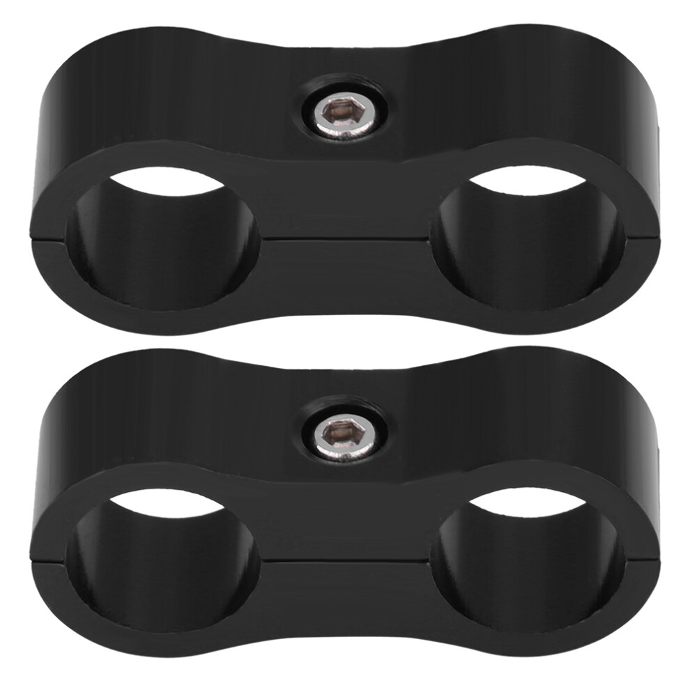 2Pcs An6 Braided Hose Separator Clamp Fitting Adapter Bracket Universal Black 7891324116996