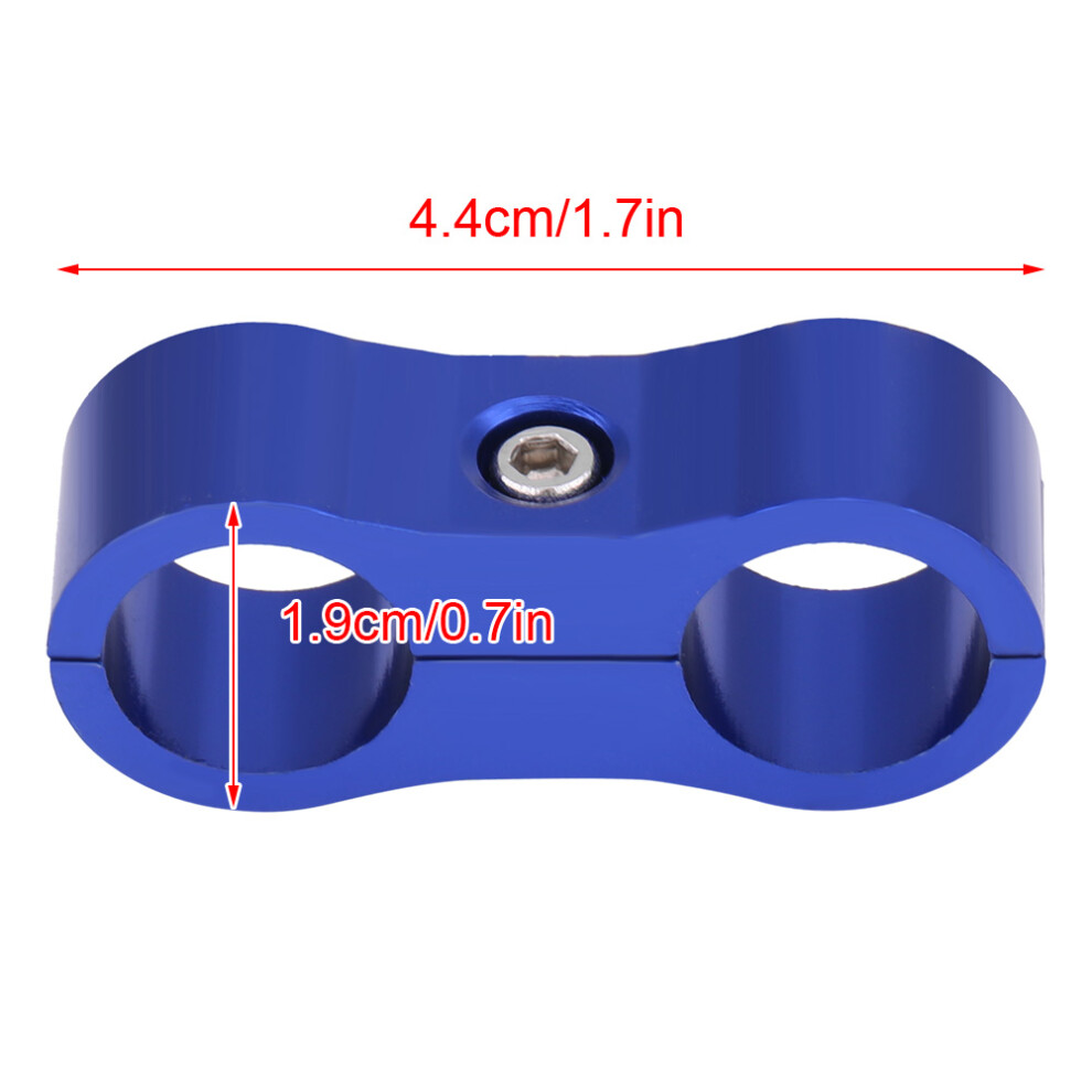 2Pcs An6 Braided Hose Separator Clamp Fitting Adapter Bracket Universal Blue 8391324117010