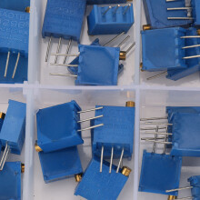 50Pcs 10 Values Blue Variable Resistor Trimmer Pot Assortment Electronic Component 3296W