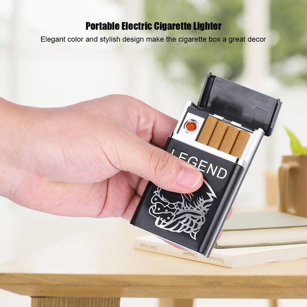 Silver Portable Cigarette Box With Super Mini Usb Rechargeable Electric Lighter ( Eagle)