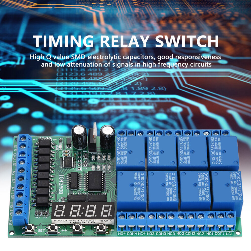 Dc 12V 8Ch Led Multifunction Digital Delay Time Cycle Timing Relay Switch Module 4661324119968