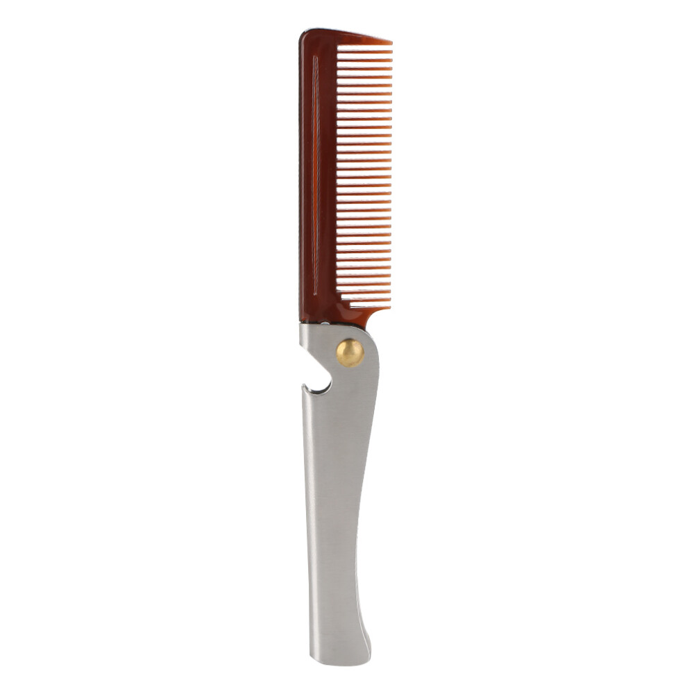 Unisex Stainless Steel Round Comb Teeth Beard Comb Folding Pocket Moustache Shaping Comb