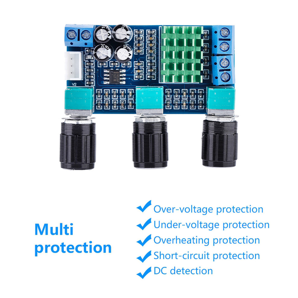 Tpa3116d2 Dc 12V-24V 80W * 2 Digital Audio Amplifier Board Treble Volume Bass Audio Amp Module 9421324120105