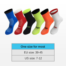 Feuchtigkeitsabsorbierende Fahrradsocken für Damen und Herren, Größe 7-12, Schwarz/Weiß/Orange