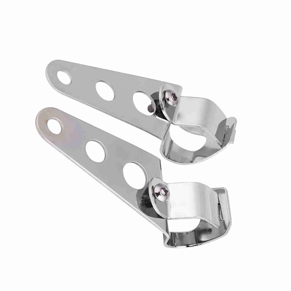 2Pcs Motorcycle Headlight Mount Brackets Fork Racer 28Mm-34Mm Fit For Honda Kawasaki (Silver) Silver 7891324124762