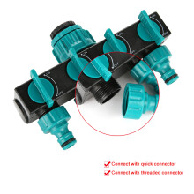 4 Way Garden Irrigation Watering Tap Hose Splitter Connector Adapter with Shut Off Valve