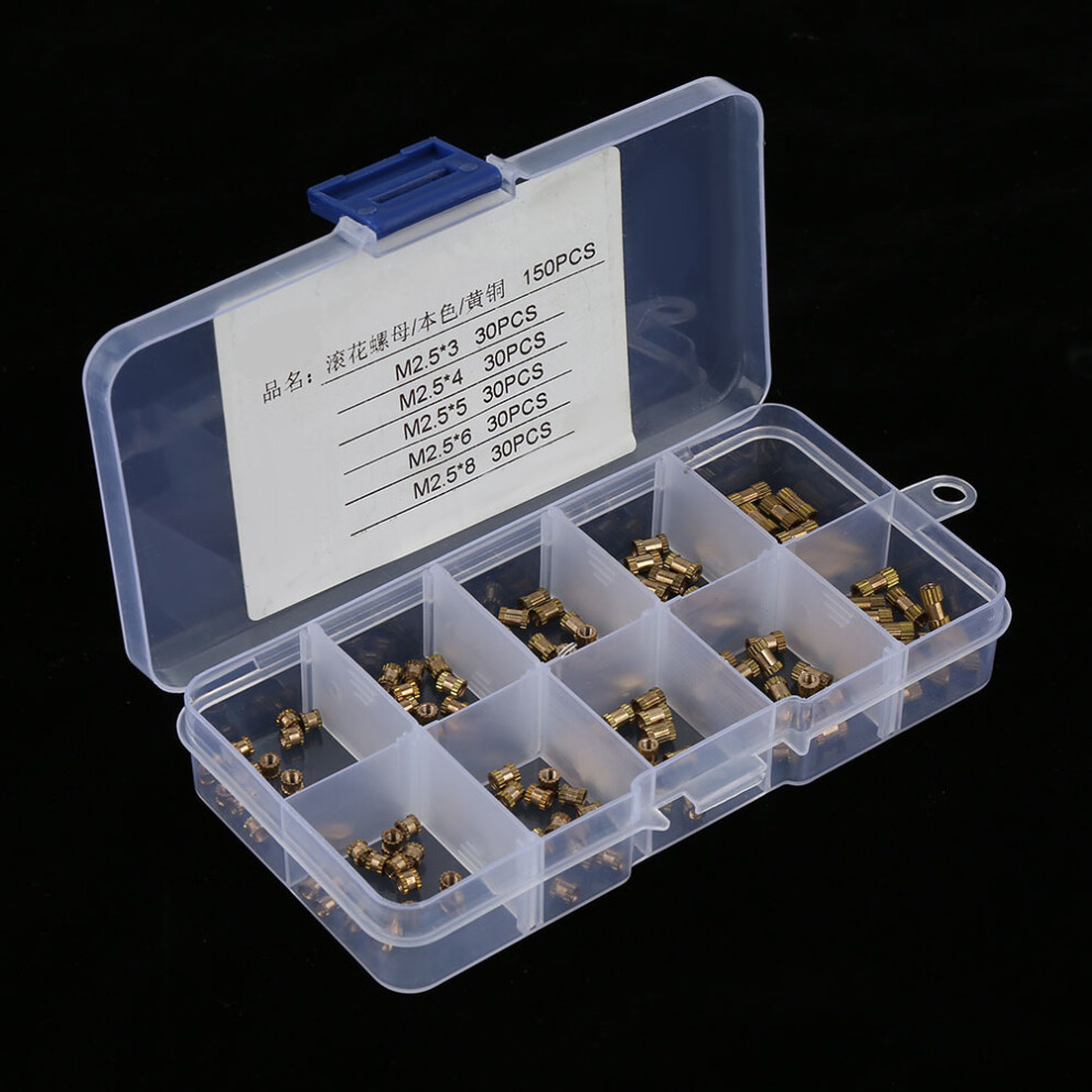 150Pcs M2.5 Brass Cylinder Knurled Round Molded In Insert Embedded Nuts 7641324126965