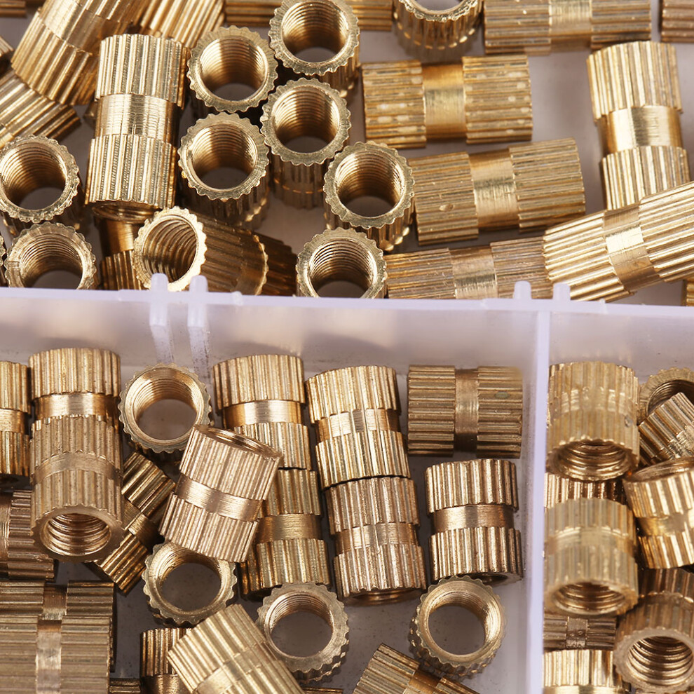 150Pcs M5 Brass Cylinder Knurled Nuts Threaded Insert Nuts Embedded Nuts Assortment Kit 7891324127039