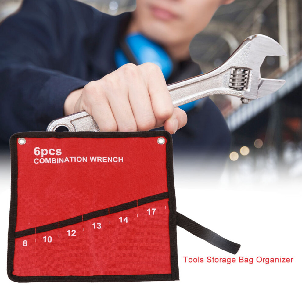 Multi Pocket Roll Up Tools Storage Bag Spanner Plier Wrench Holder Canvas Organizer (6 Pockets) 7891324128302