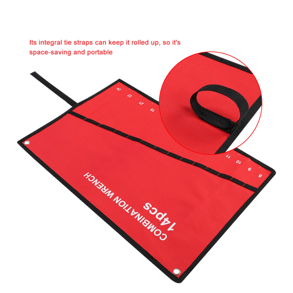 Multi Pocket Roll Up Tools Storage Bag Spanner Plier Wrench Holder Canvas Organizer(14 Pockets) 9461324128312