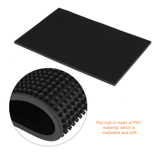 1pc Soft Black Color PVC Bar Mat Waterproof Coaster Kitchen Tool (#1)